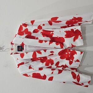 JM Studio Blazer, Red/White, size 12 feminine